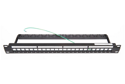 Комутаційна панель набірна 24port RJ45 Keystone STP/UTP (пуста), з організатором, чорна 760253420 фото