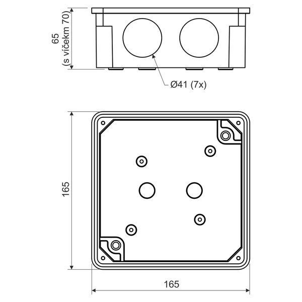 Коробка IP 54 для зовнішнього монтажу; розміри 165х165х70мм з втулками 1618 та термінальним блоком S-96; свiтло-сiра 8118_KA фото