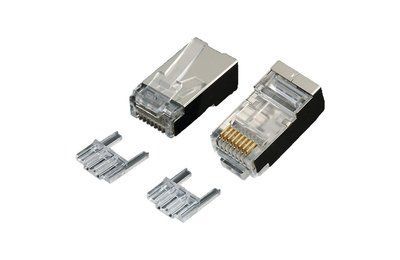 Конектор RJ-45 Кат.6 FTP, 50Мкн з вставкою, (OK-J201), OK-NET 681-3201 фото
