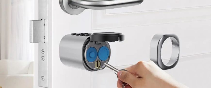 Розумний дверний біометричний замок (циліндр) SEVEN LOCK SL-7774BF silver (100-150мм) SL7774BFs150 фото