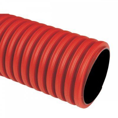 Труба гофрована важка двошарова Коподур, червона; з муфтою, &Oslash;110мм; HDPE; довжина 6 м KD 09110_BC фото