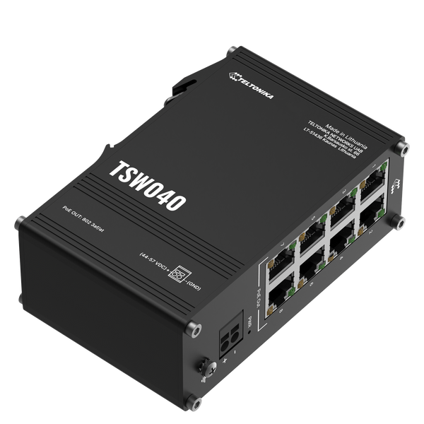 TSW040 8х100Mb Промисловий PoE+ комутатор на DIN-рейку Teltonika TSW040 фото
