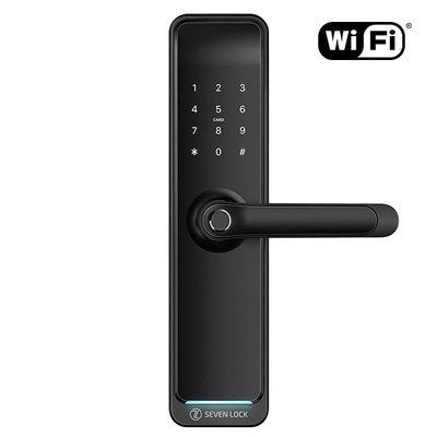 Розумний дверний біометричний замок SEVEN LOCK SL-7767BFW black (врізна частина 6068 auto close) SL7767BFWb(6068ac) фото