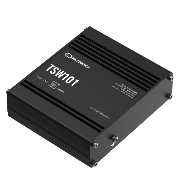 TSW101 5х1000Mb Промисловий PoE+ комутатор, 12-24В, на DIN-рейку Teltonika TSW101 фото
