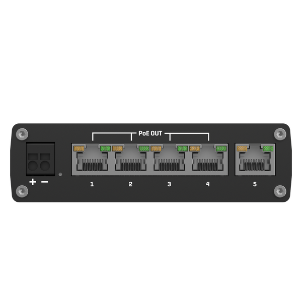 TSW101 5х1000Mb Промисловий PoE+ комутатор, 12-24В, на DIN-рейку Teltonika TSW101 фото