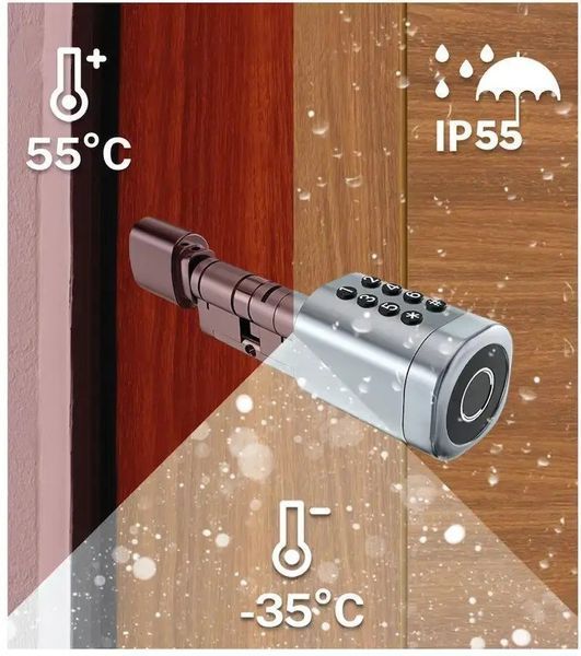 Розумний дверний біометричний замок (циліндр) SEVEN LOCK SL-7774BF silver (35-90мм) SL7774BFs90 фото