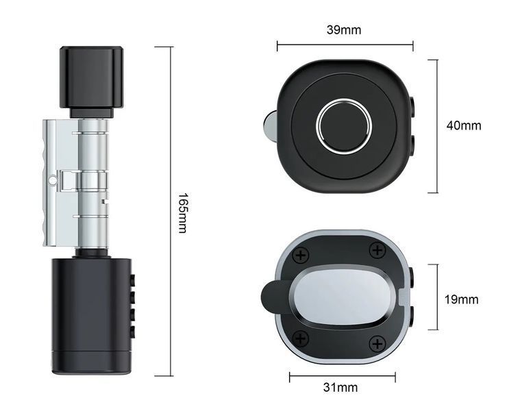Розумний дверний біометричний замок (циліндр) SEVEN LOCK SL-7774BF silver (35-90мм) SL7774BFs90 фото