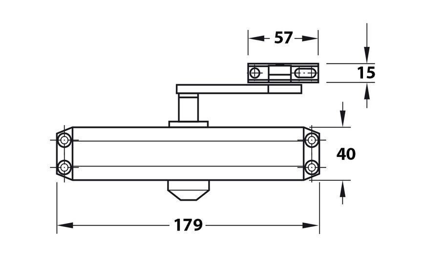 Дотягувач дверей 40-65 кг SEVEN DC-7742HP silver (механізм фіксації дверей) DC7742HPs фото