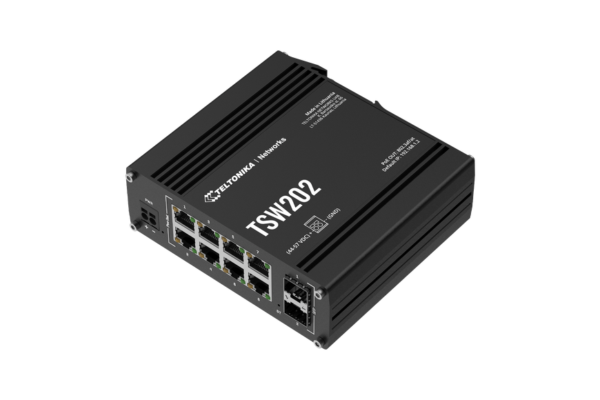 TSW202 8х1000Mb Промисловий PoE+ SFP комутатор на DIN-рейку Teltonika TSW202 фото