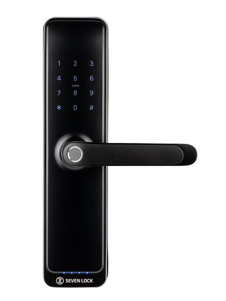 Розумний дверний біометричний замок SEVEN LOCK SL-7767BF black (врізна частина 6068) SL7767BFb(6068) фото
