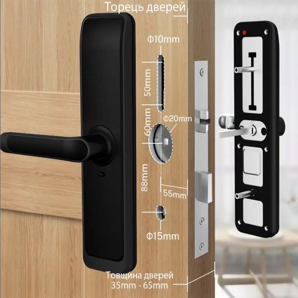 Розумний дверний біометричний замок SEVEN LOCK SL-7767BF black (врізна частина 6068) SL7767BFb(6068) фото