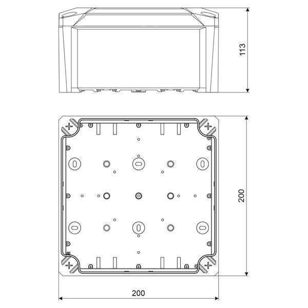 Коробка IP66, для зовн монтажу; розміри 200х200х113мм; сіра KKD 200_KA фото