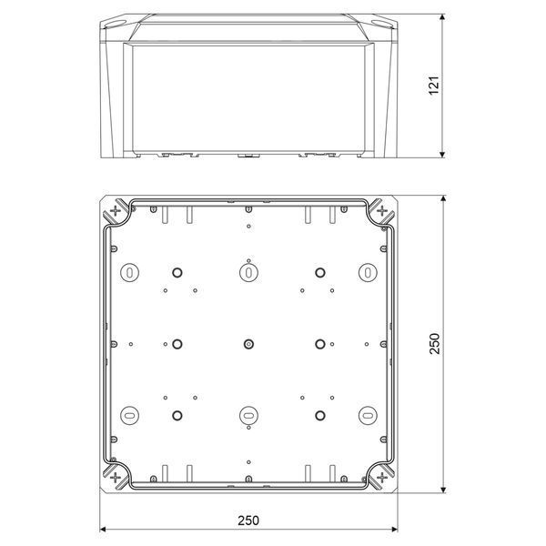 Коробка IP66, для зовн монтажу; розміри 250х250х121мм; сіра KKD 250_KA фото